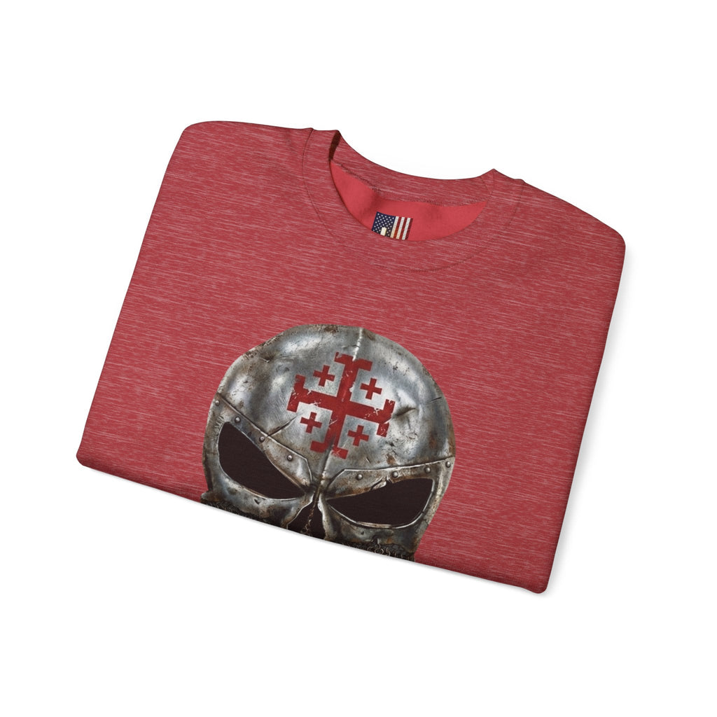 Crusader Knight Christian Skull Sweatshirt - Warrior Armor of God Sweatshirt Printify