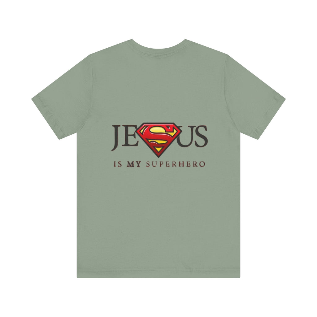 Jesus Is My Superhero T-Shirt — Faith-Based Superman-Inspired Tee Printify