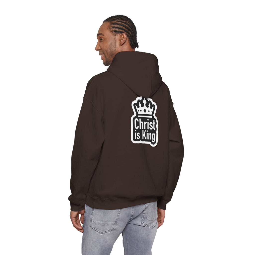 Christ is King Hoodie – Bold Crown & Cross Christian Sweatshirt for Unshakable Faith Printify
