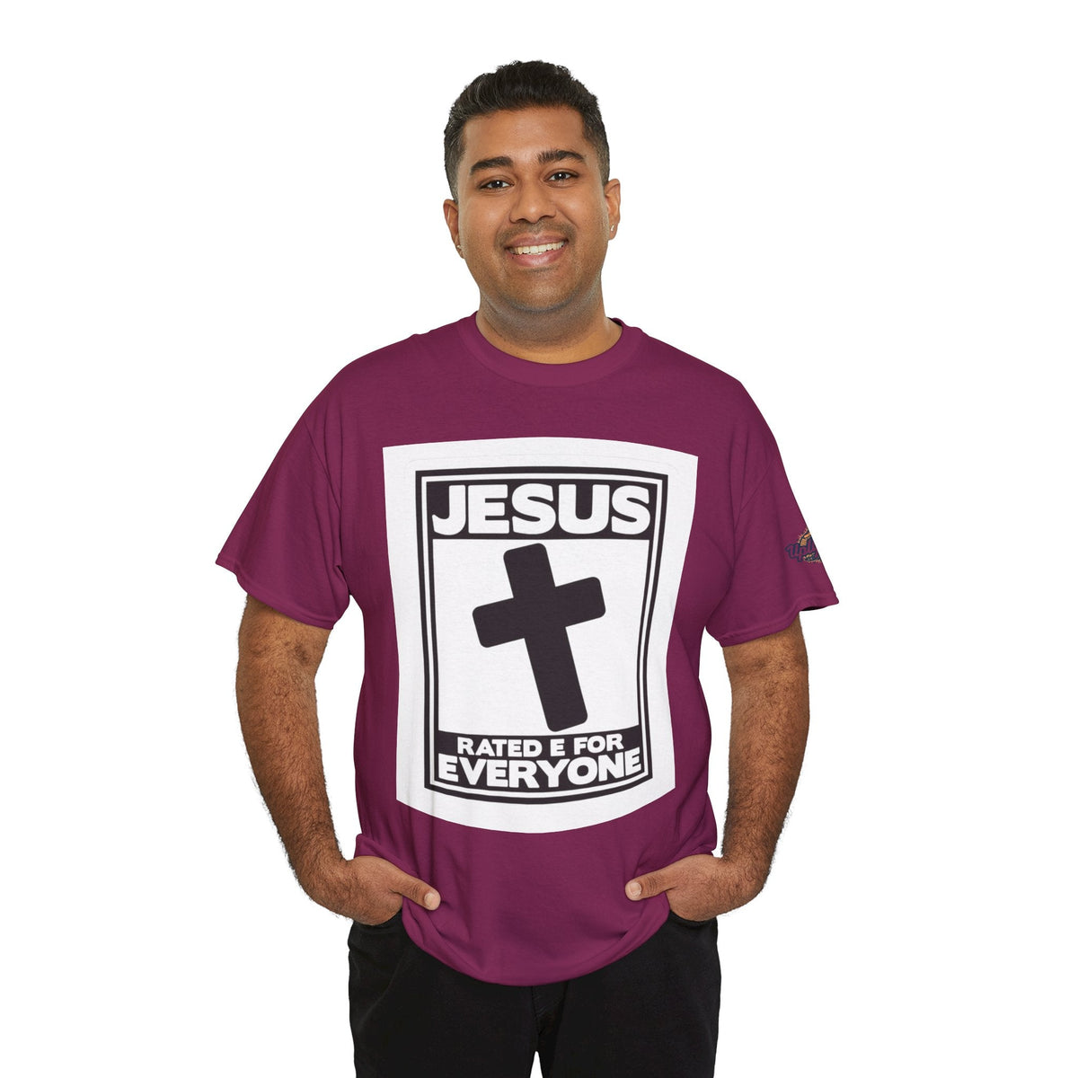 Jesus, Rated E for Everyone T-shirt - Gamer Faith T-shirt - Christian Video Game Parody Printify