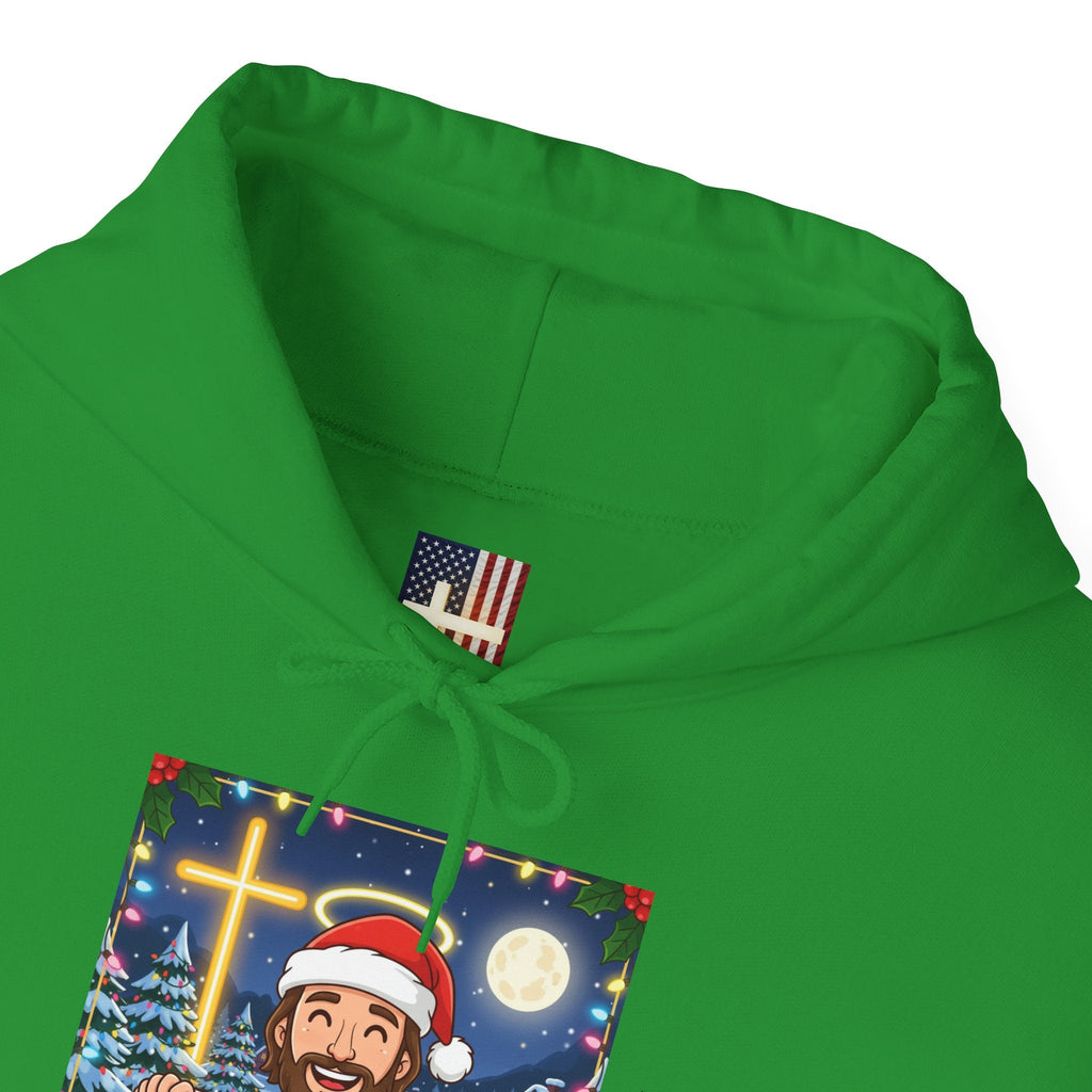🎄 Make Christmas Great Again – Funny Christian Hoodie | Jesus Holding Banner | Faith-Based Holiday Parody Tee | Uplifted Gear Printify
