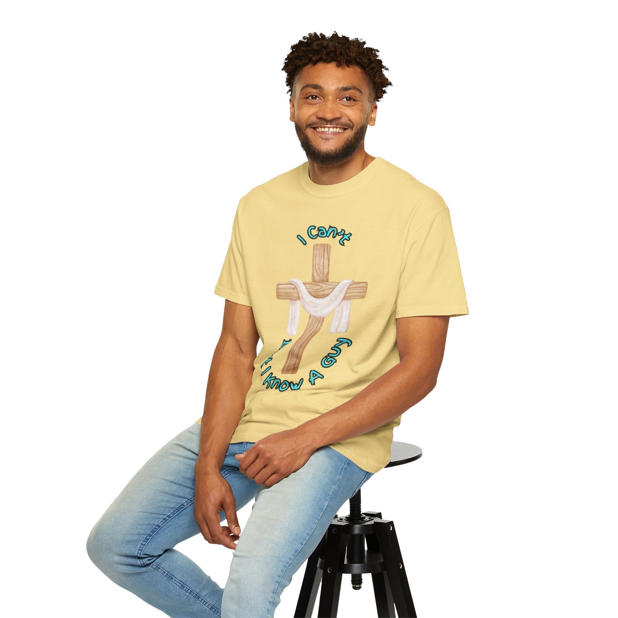 I Can’t, But I Know a Guy T-Shirt – Jesus Cross Christian Tee for Faithful Humor Printify