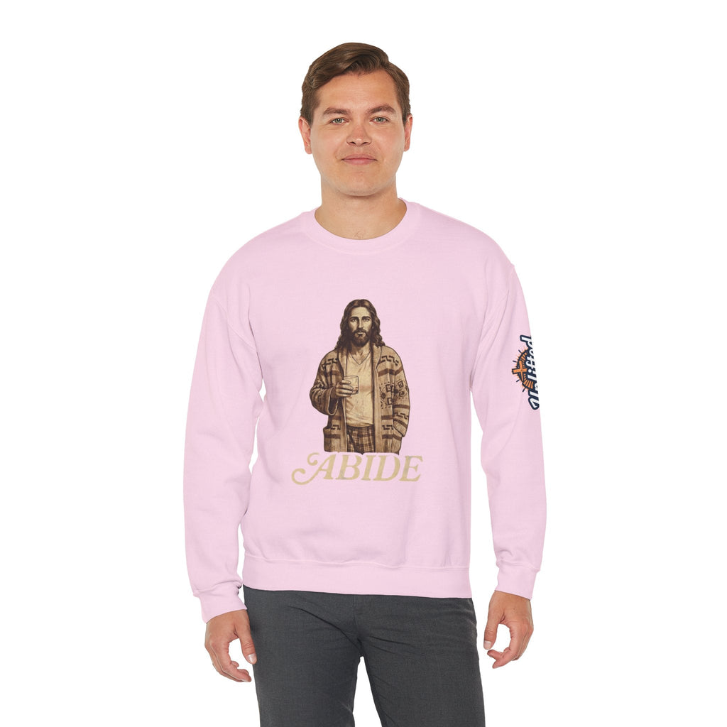 Abide Jesus Sweatshirt — Vintage 'The Dude' Religious Graphic Sweatshirt Printify