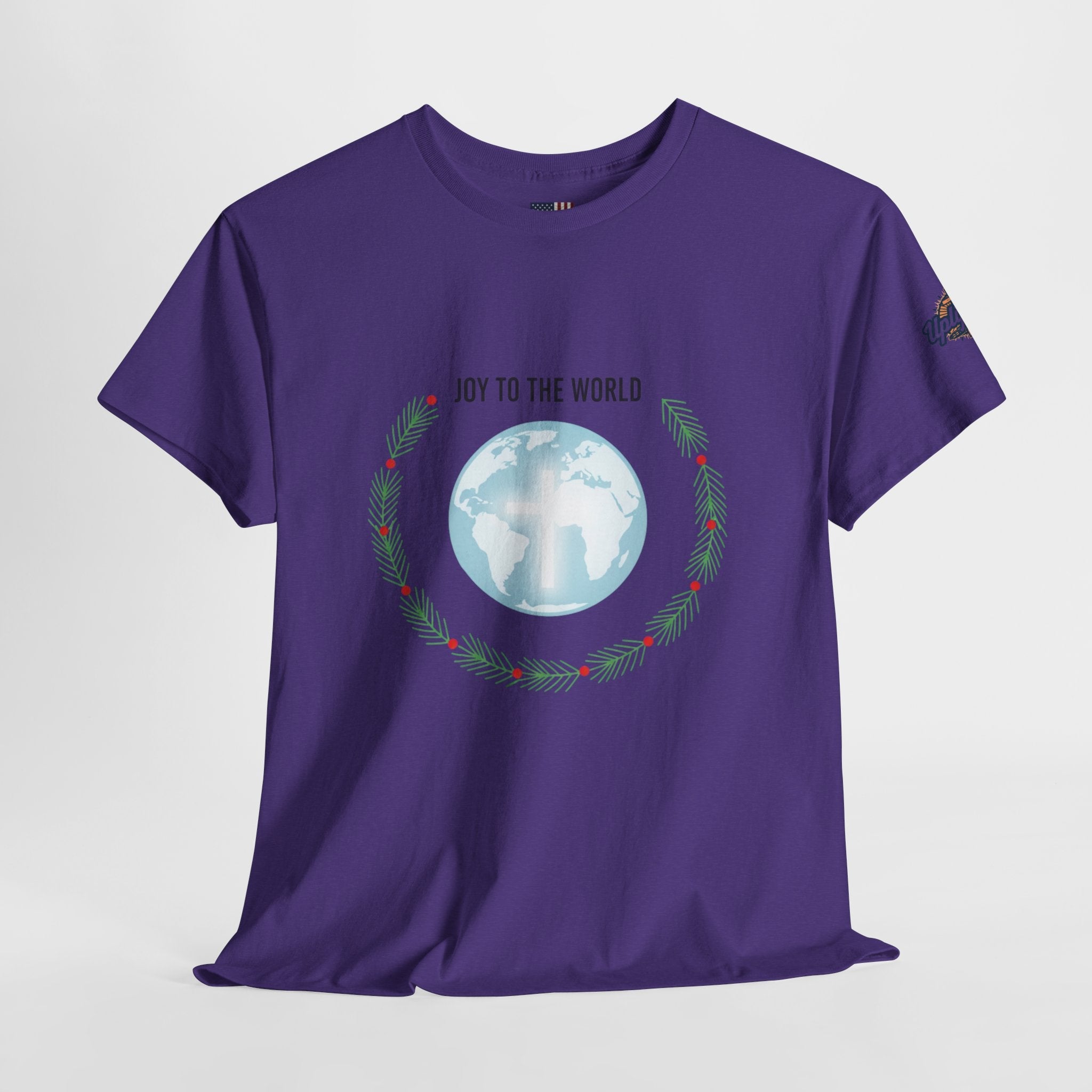 Joy to the World T-shirt – Wreath Earth Nativity Christian Christmas T-shirt for Isaiah 9:6 Holiday Faith & Festive Joy Printify