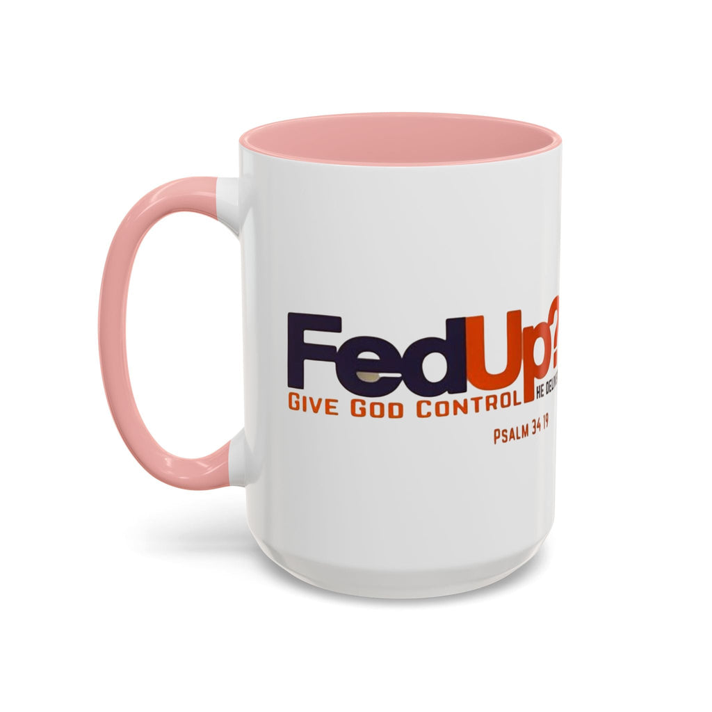 Funny Christian Coffee Mug — “Give God Control, HE Delivers” Accent Mug (11/15oz) Printify