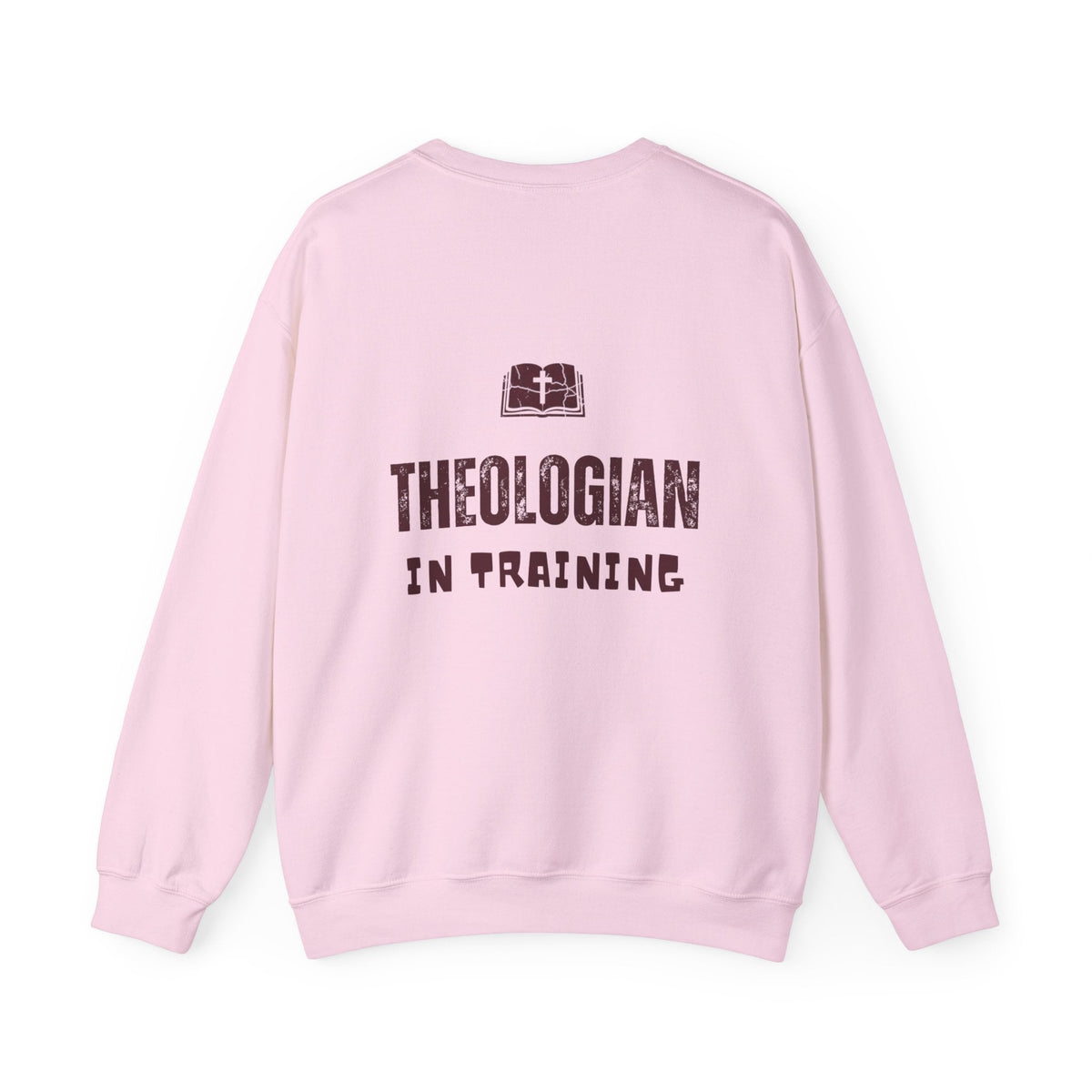 Theologian in Training Sweatshirt – Open Bible & Cross Christian Sweatshirt for Faithful Growth Printify