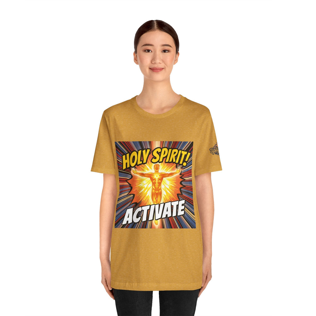 Holy Spirit Activate T-shirt – Superhero Christian T-shirt with Vibrant Power-Up Design for Faith-Fueled Boldness Printify