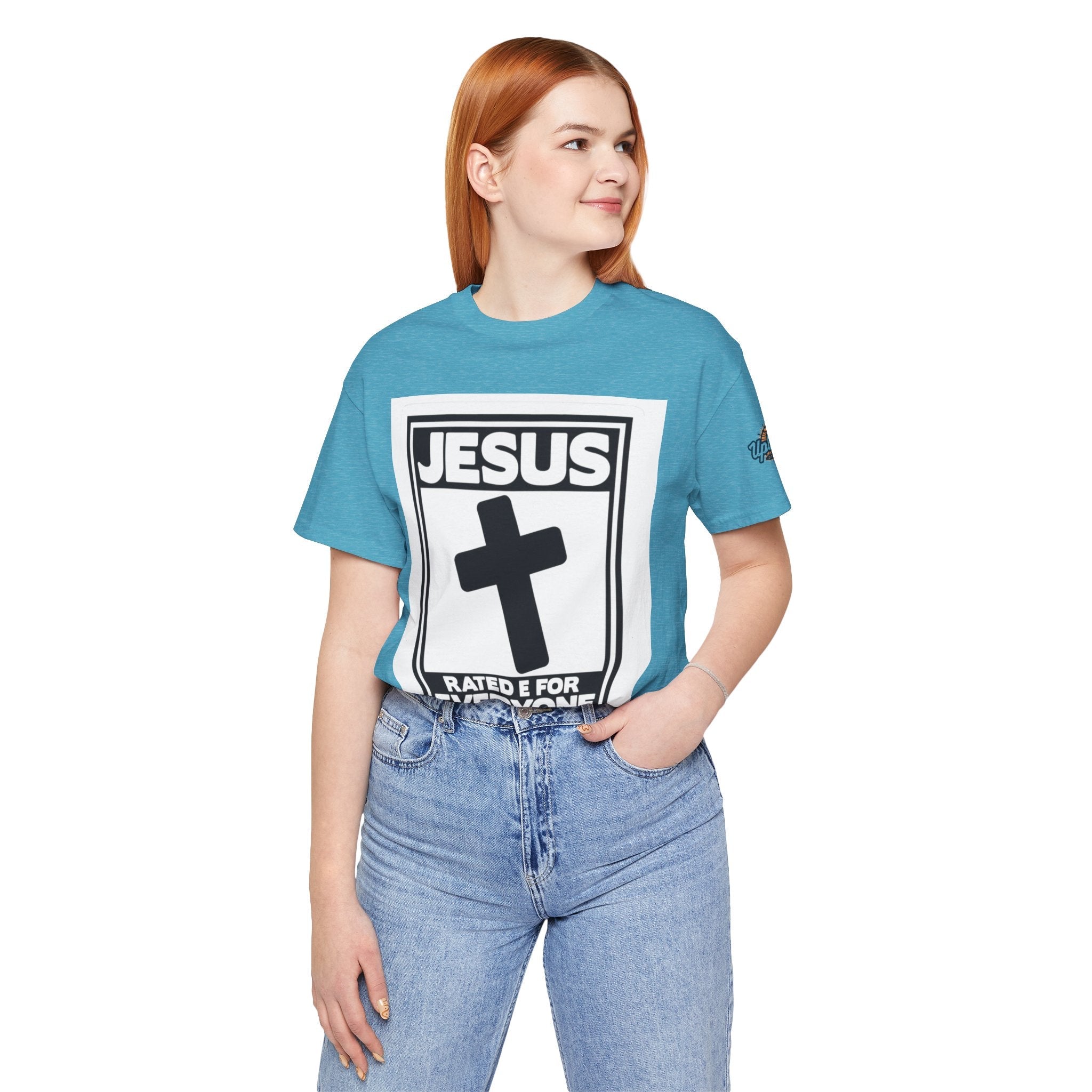 Jesus, Rated E for Everyone T-shirt - Gamer Faith T-shirt - Christian Video Game Parody Printify