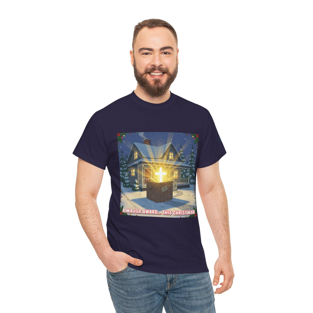 A Major Award This Christmas T-shirt – Fragile Leg Lamp Parody Cross Unboxing Christian T-shirt for Hilarious Faith & Holiday Glow Printify