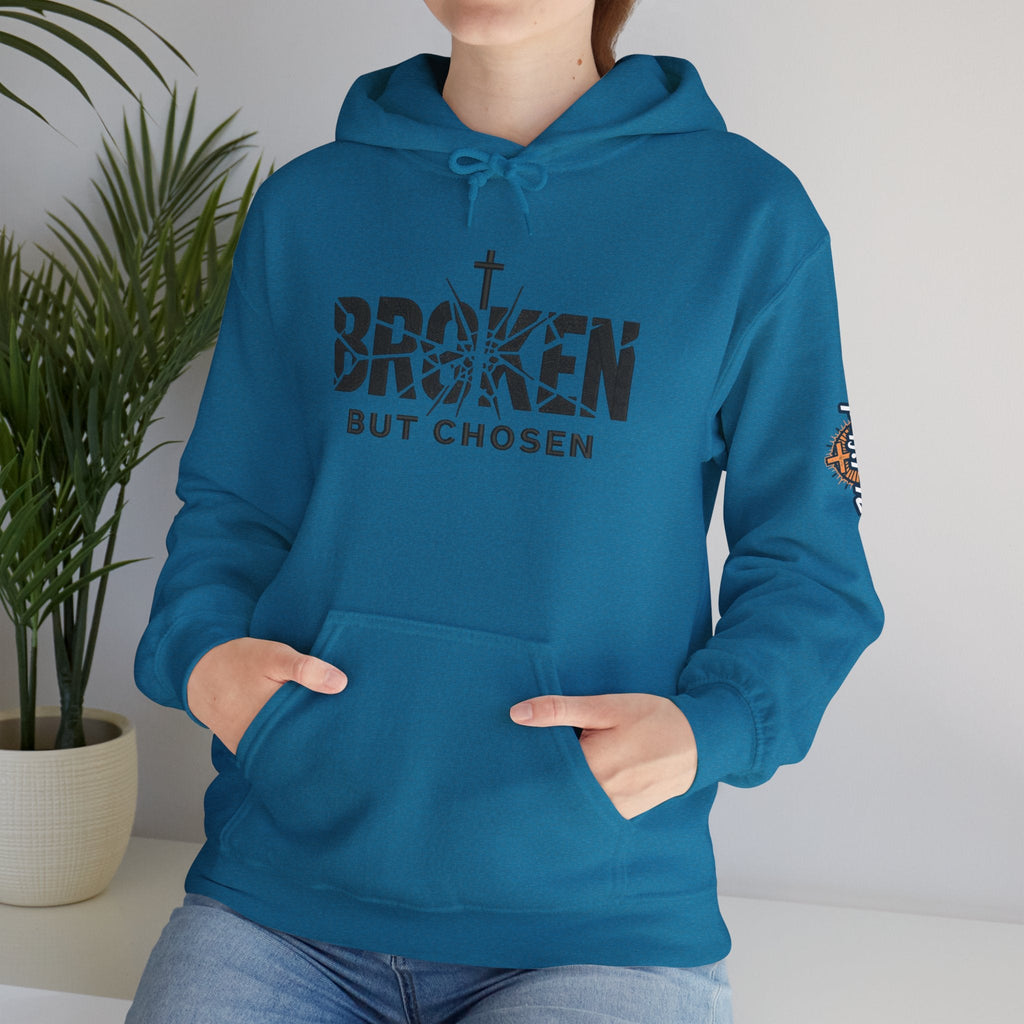Broken But Chosen Hoodie — Christian Faith Graphic Sweatshirt Printify