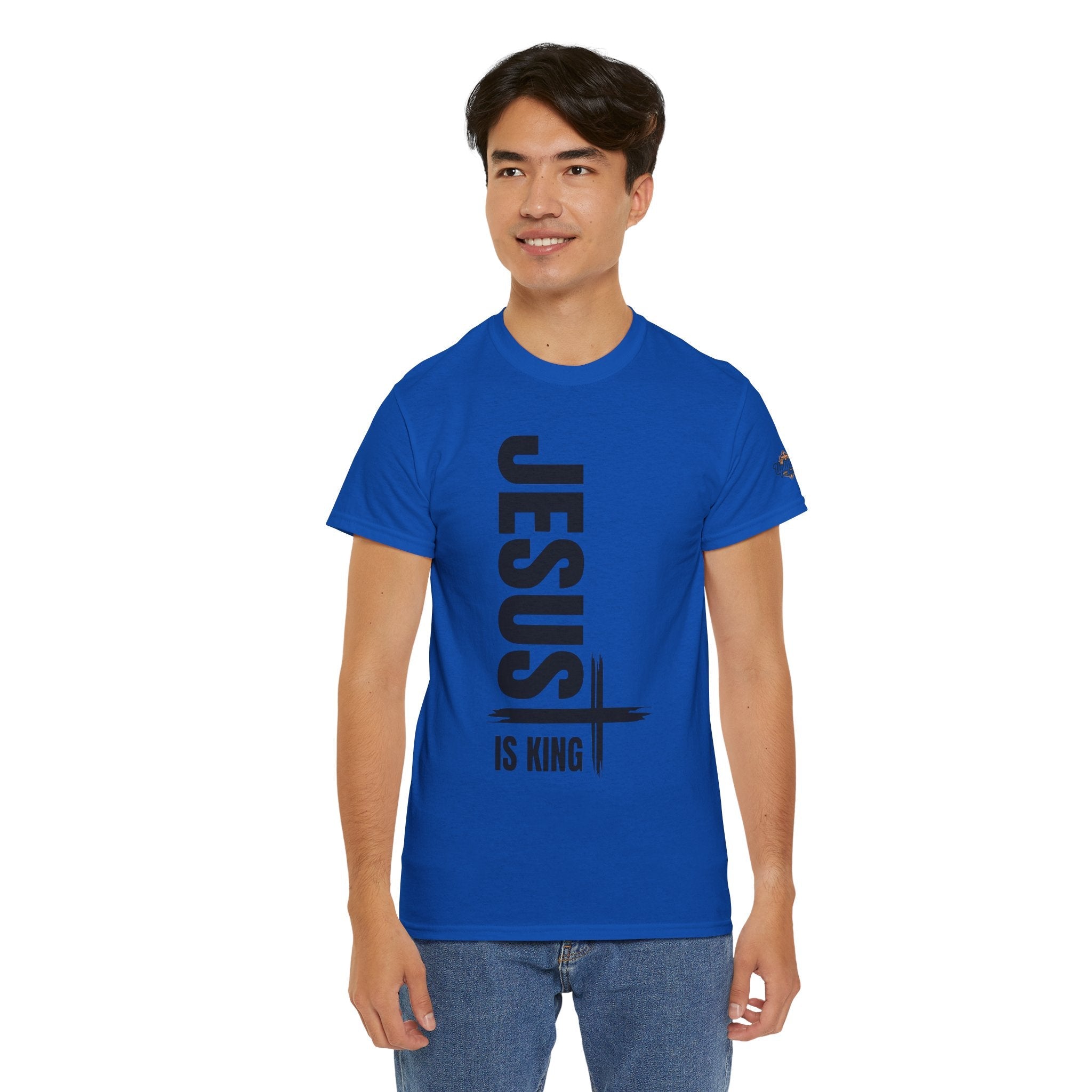 Jesus Is King T-shirt | Modern Typographic Cross Christian T-shirt Printify