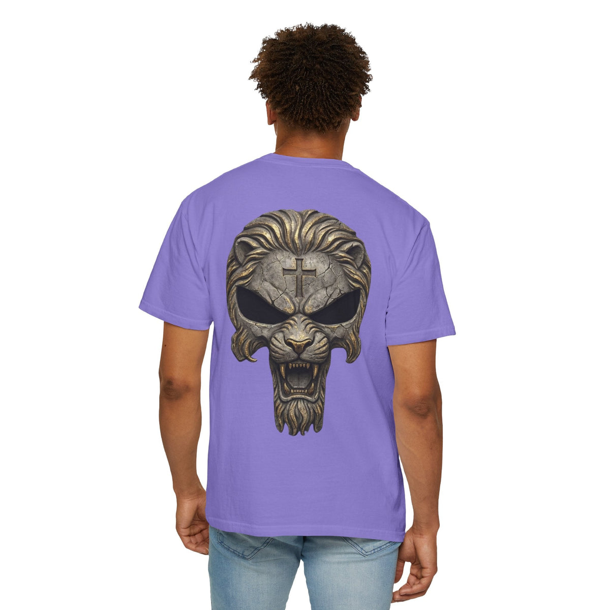 Lion of Judah Skull Christian T-shirt - Warrior Faith Cross T-shirt Printify