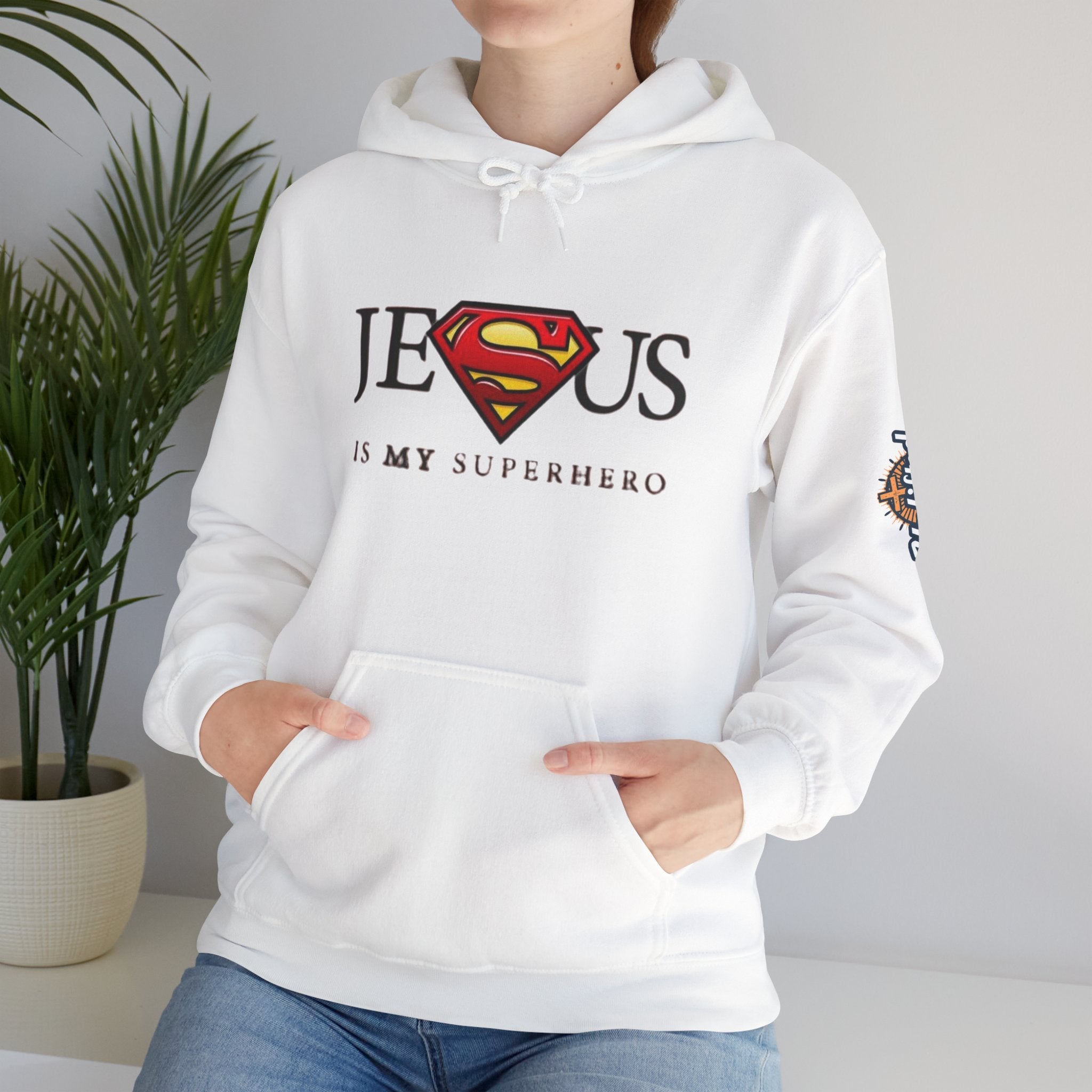 Jesus Is My Superhero Hoodie — Christian Faith Graphic Pullover Printify