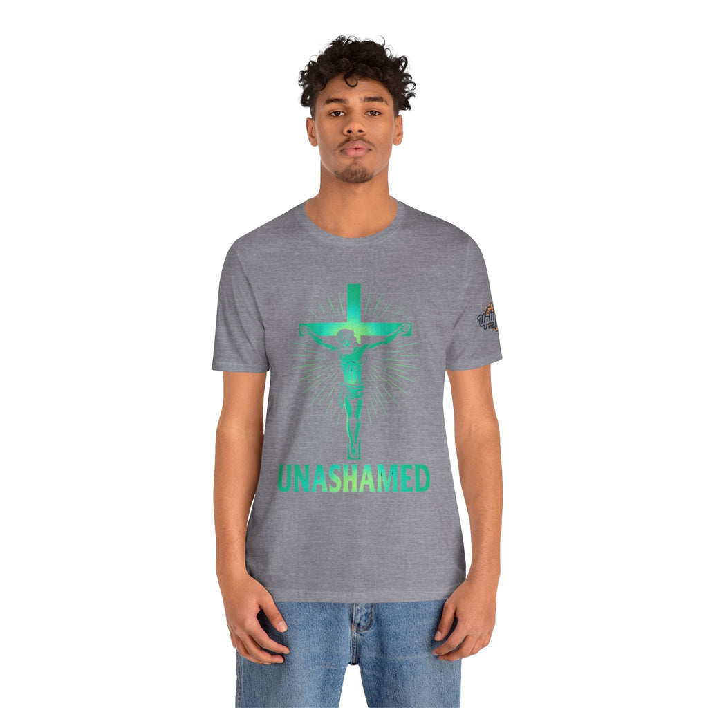 Unashamed T-shirt – Romans 1:16 Crucifixion Christian t-shirt for Bold Unwavering Faith Printify