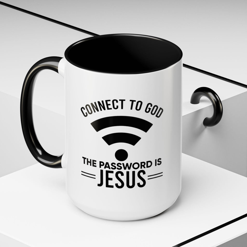 Connect to God Coffee Mug — "WIFI Password is Jesus" Funny Christian Faith Mug Printify