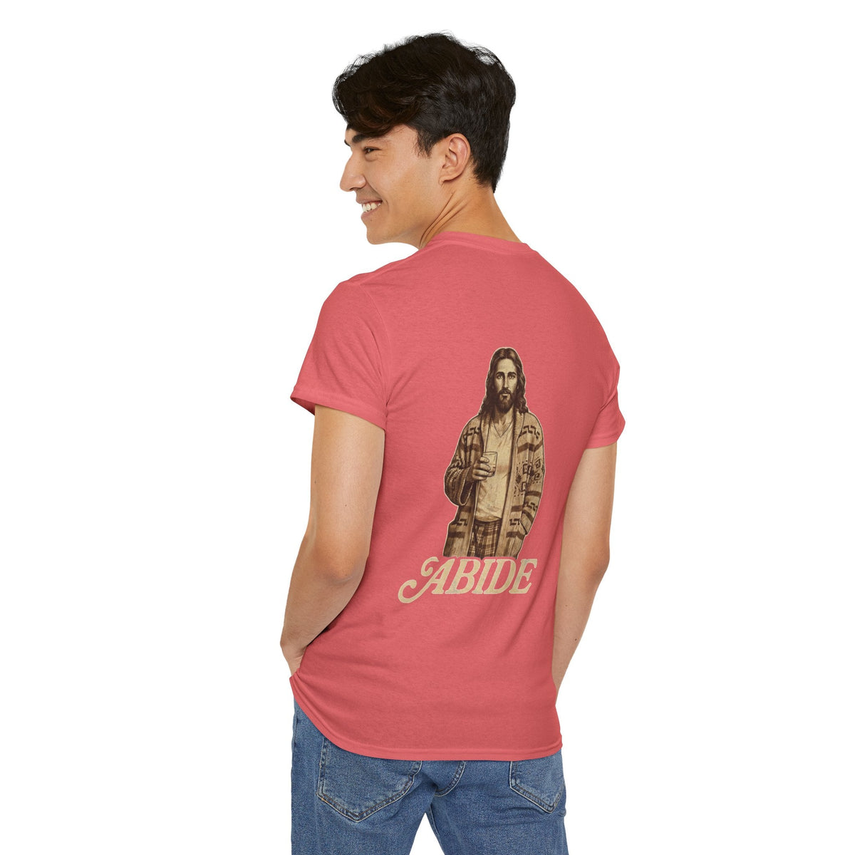 Abide Vintage Jesus Tee — "The Dude" Graphic Christian T-Shirt Printify