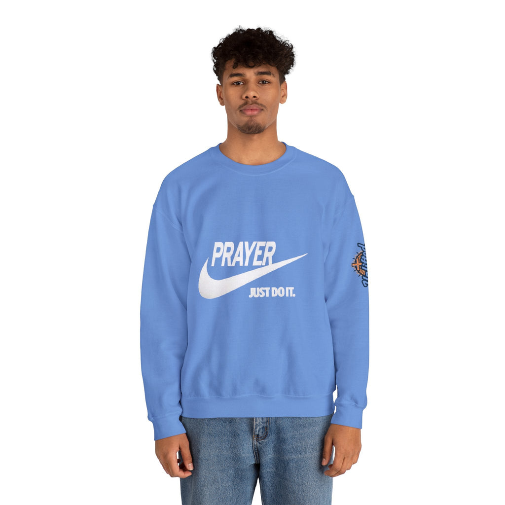 Prayer Just Do It Sweatshirt - Funny Christian Nike Parody Sweatshirt - Faith Gear Printify