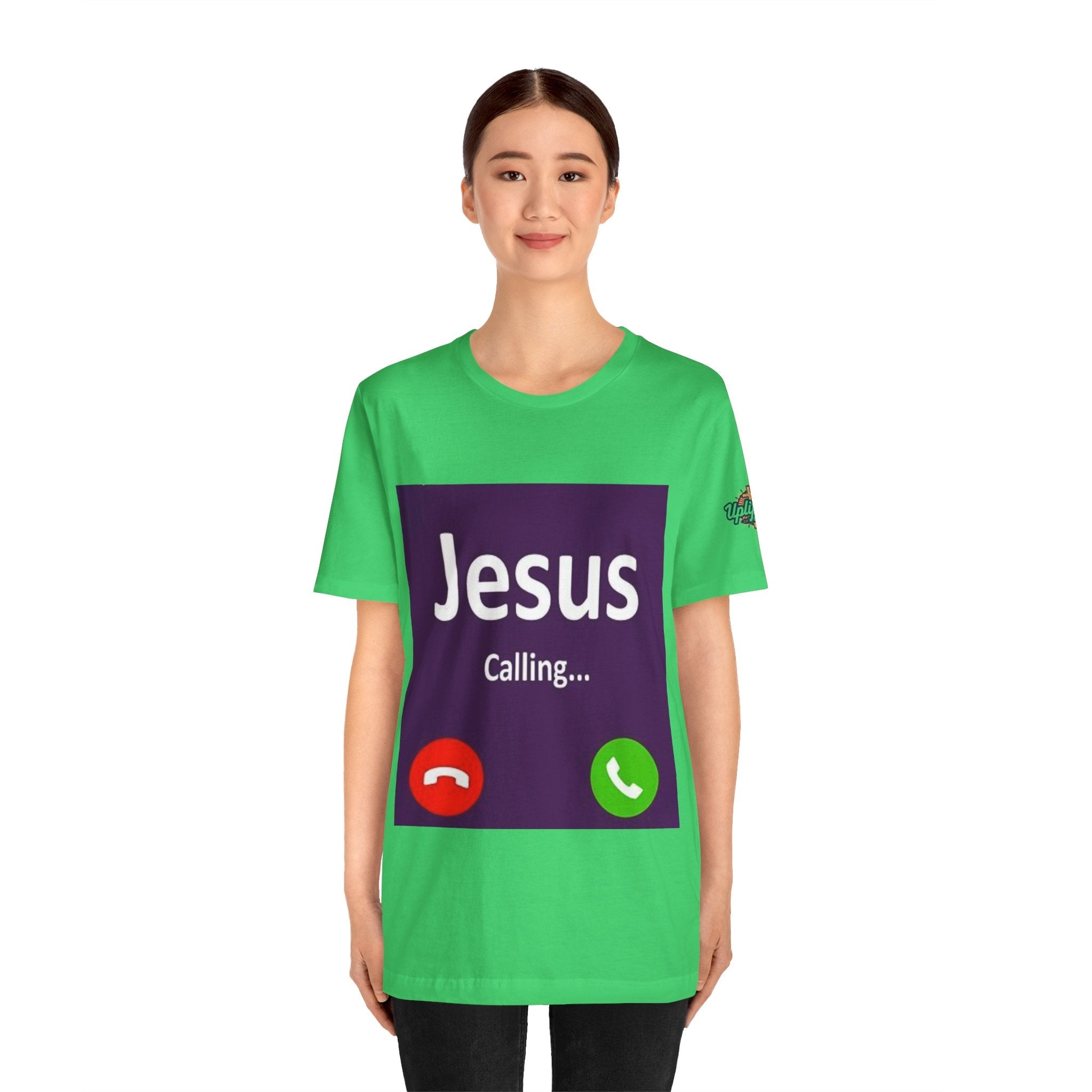Jesus Calling T-shirt – Funny Cell Phone Screen Christian T-shirt for Divine Connection & Faith Humor Printify