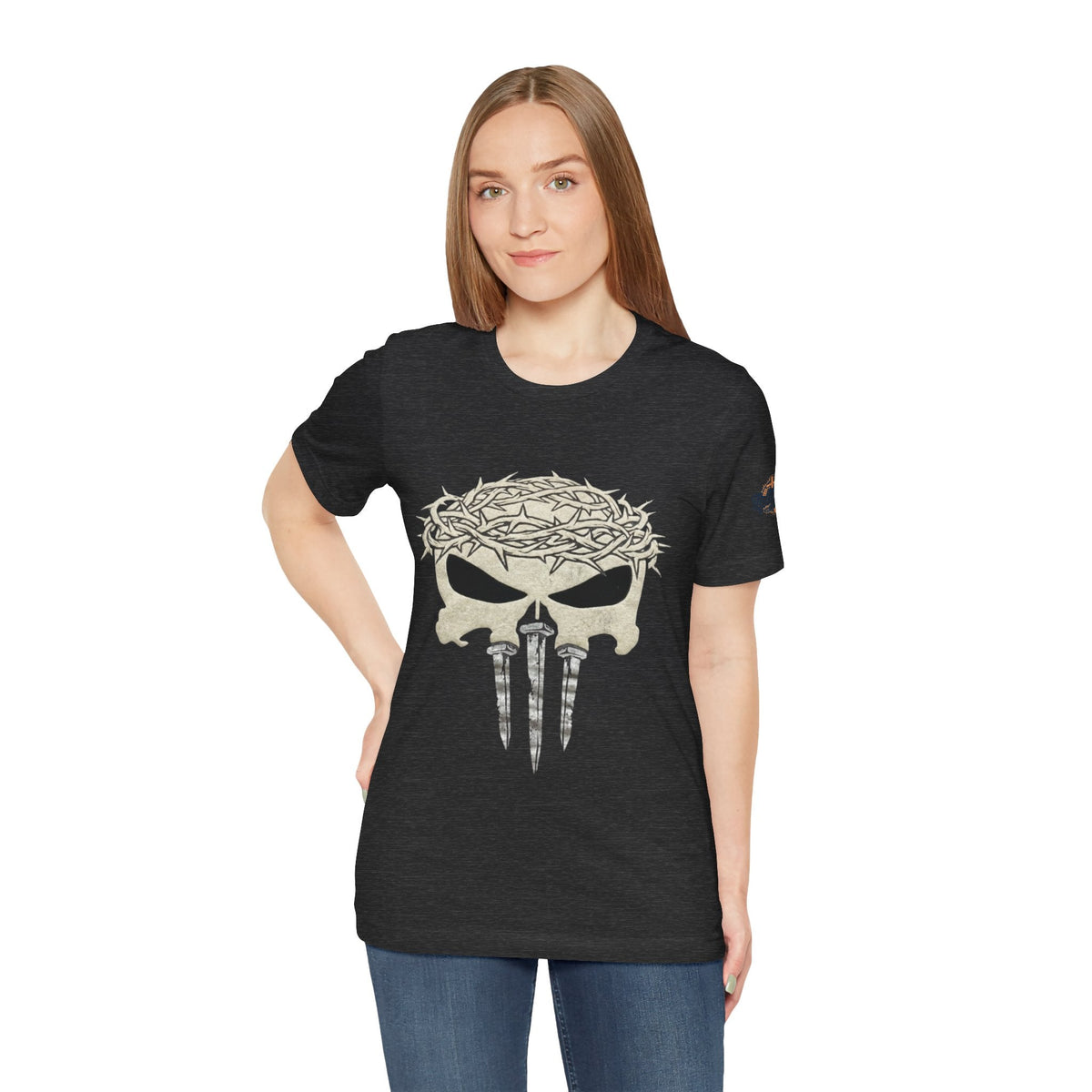 Christian Skull T-shirt - Crown of Thorns & Nails - Warrior Faith T-shirt Printify