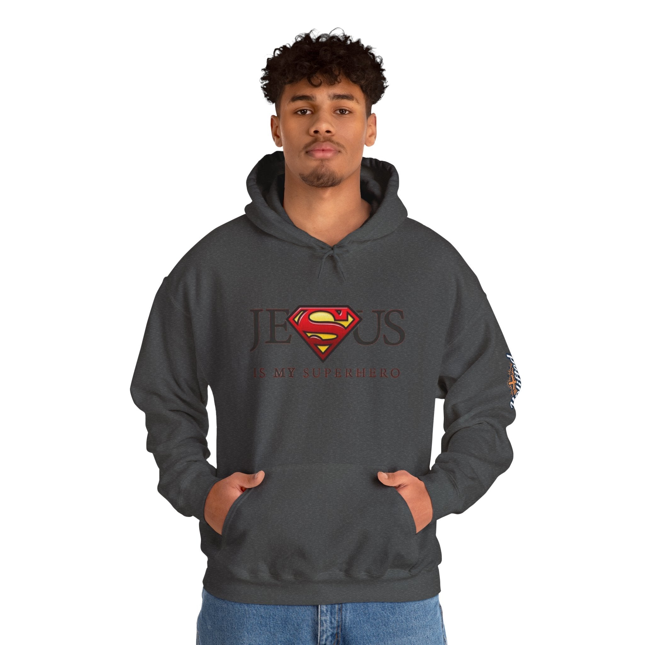 Jesus Is My Superhero Hoodie — Christian Faith Graphic Pullover Printify