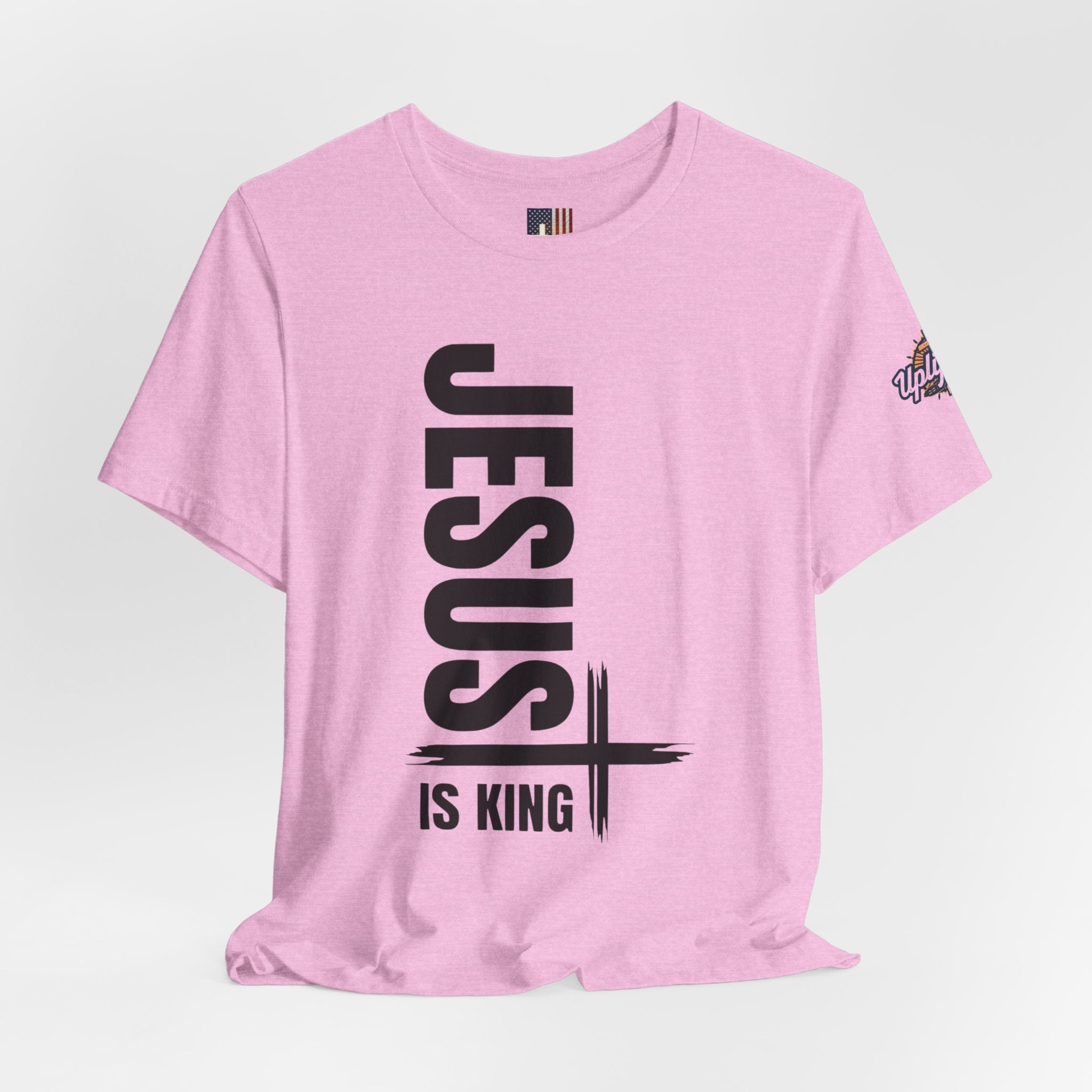 Jesus Is King T-shirt | Modern Typographic Cross Christian T-shirt Printify