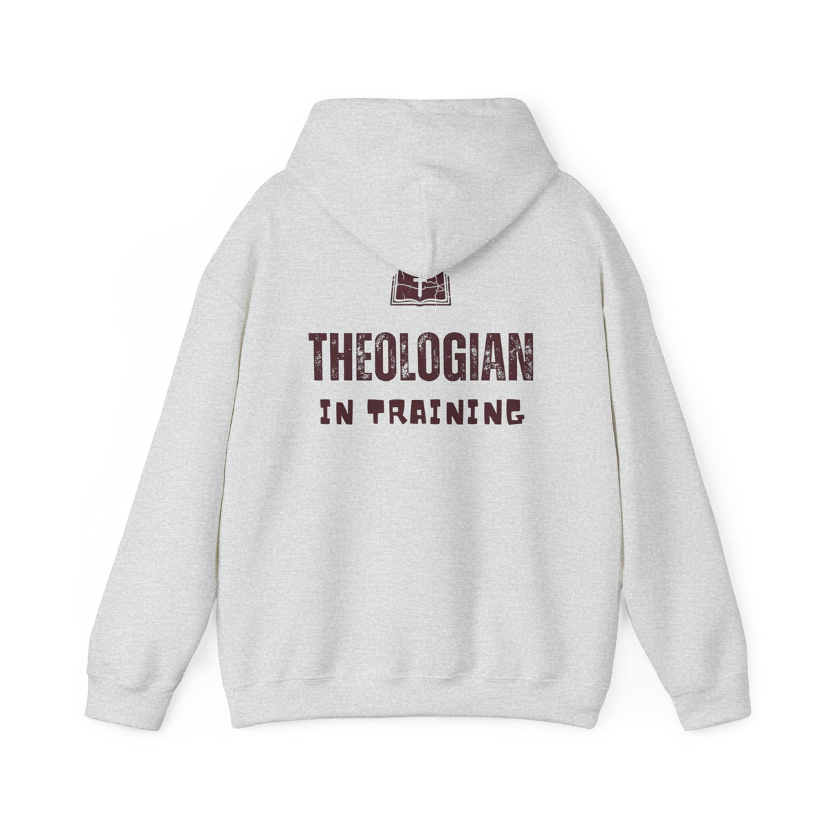 Theologian in Training Hoodie – Open Bible & Cross Christian Hoodie for Faithful Growth Printify