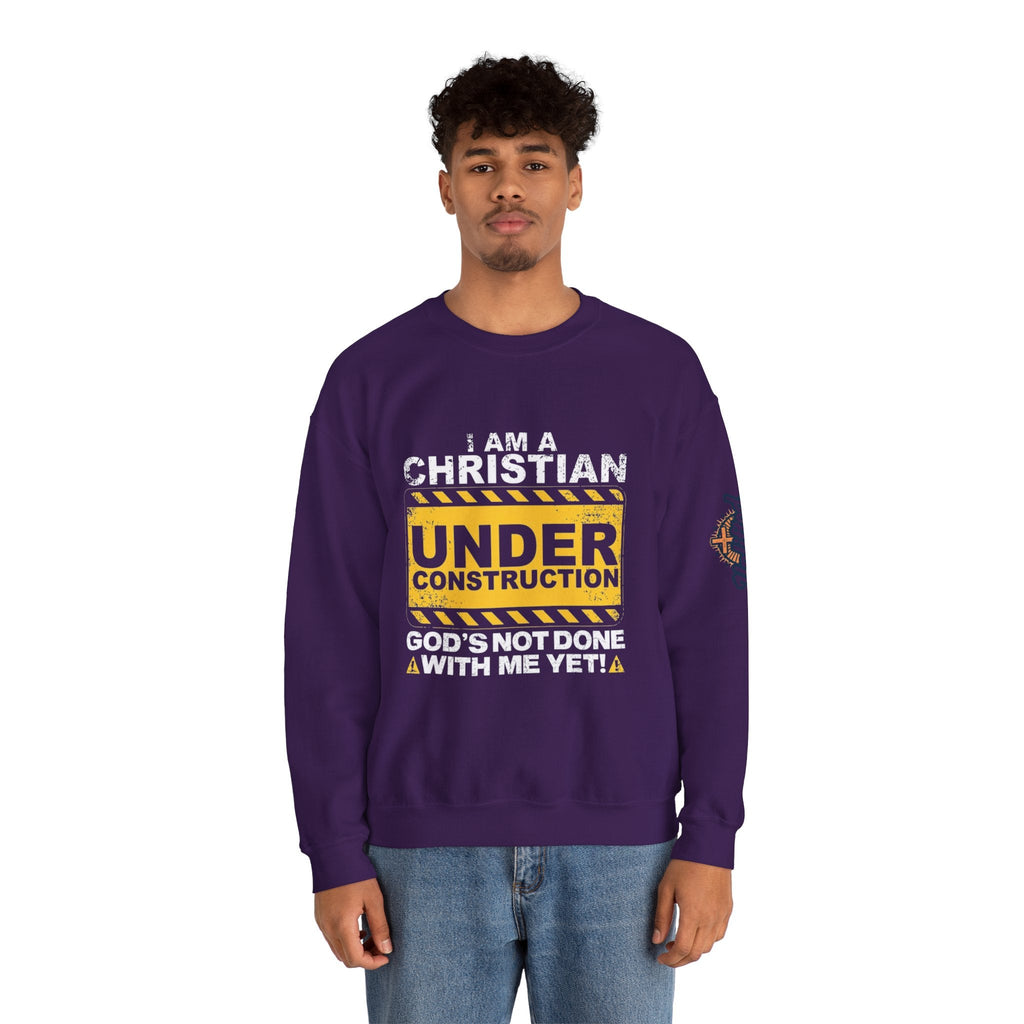 Christian Under Construction Sweatshirt | God Is Not Done With Me Yet Sweatshirt Printify