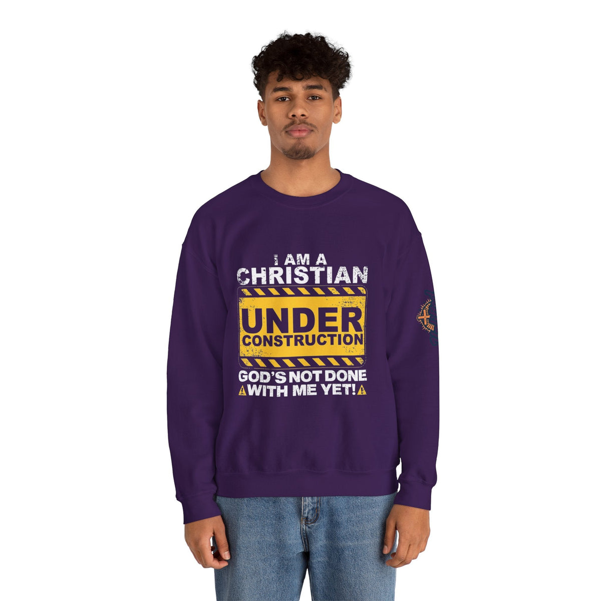 Christian Under Construction Sweatshirt | God Is Not Done With Me Yet Sweatshirt Printify
