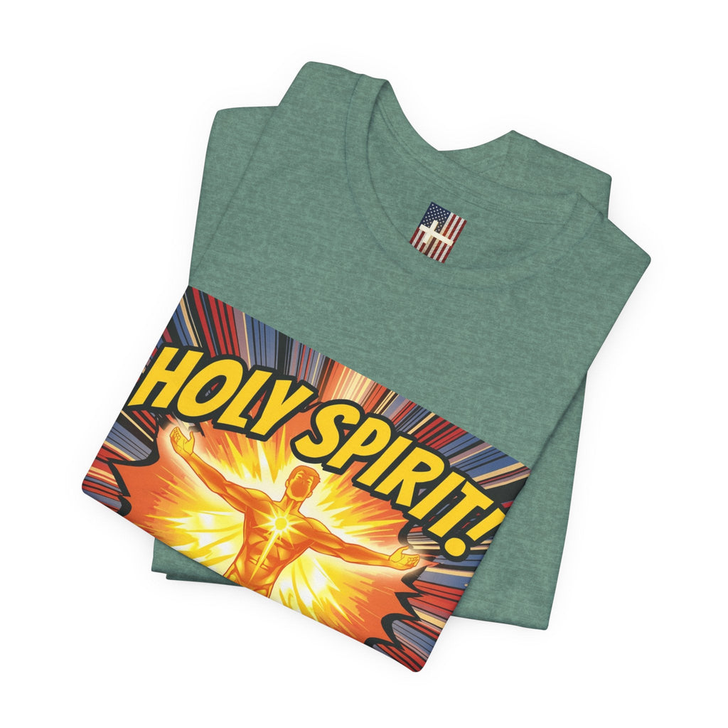 Holy Spirit Activate T-shirt – Superhero Christian T-shirt with Vibrant Power-Up Design for Faith-Fueled Boldness Printify