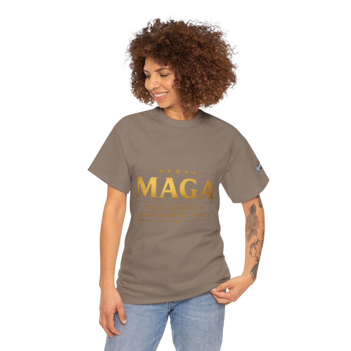 MAGA Gold Letter T-Shirt — "Make America Great Again" Printify