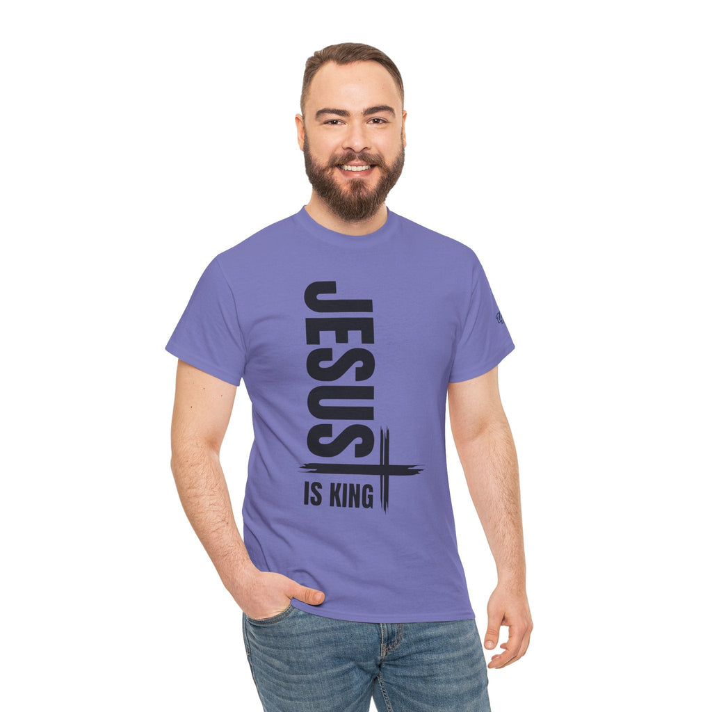 Jesus Is King T-shirt | Modern Typographic Cross Christian T-shirt Printify