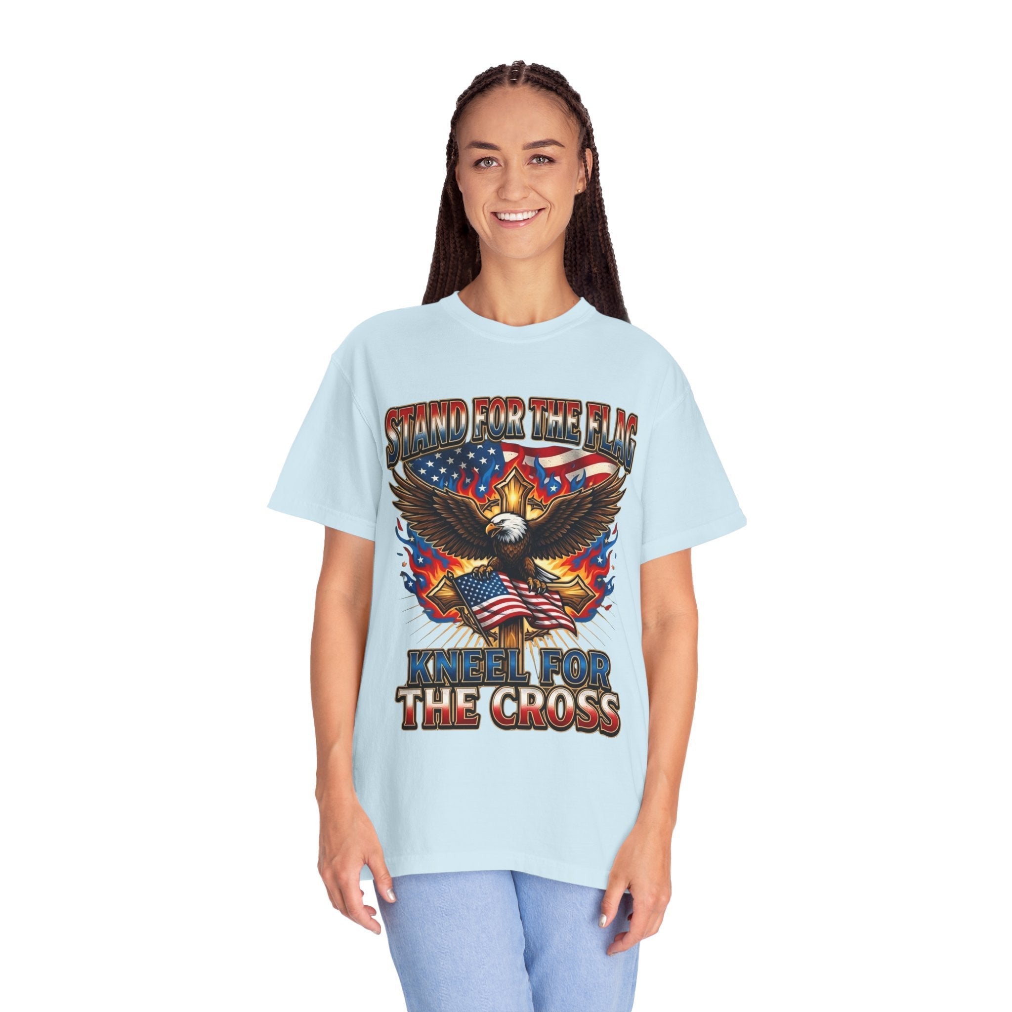 Stand for the Flag Kneel for the Cross T-shirt | Patriotic Eagle T-shirt Printify