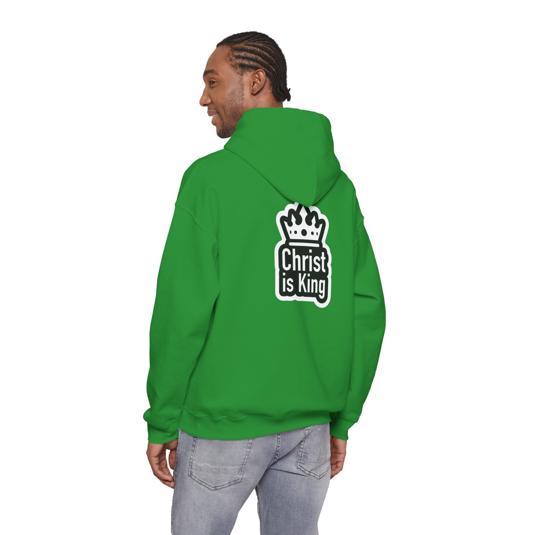 Christ is King Hoodie – Bold Crown & Cross Christian Sweatshirt for Unshakable Faith Printify