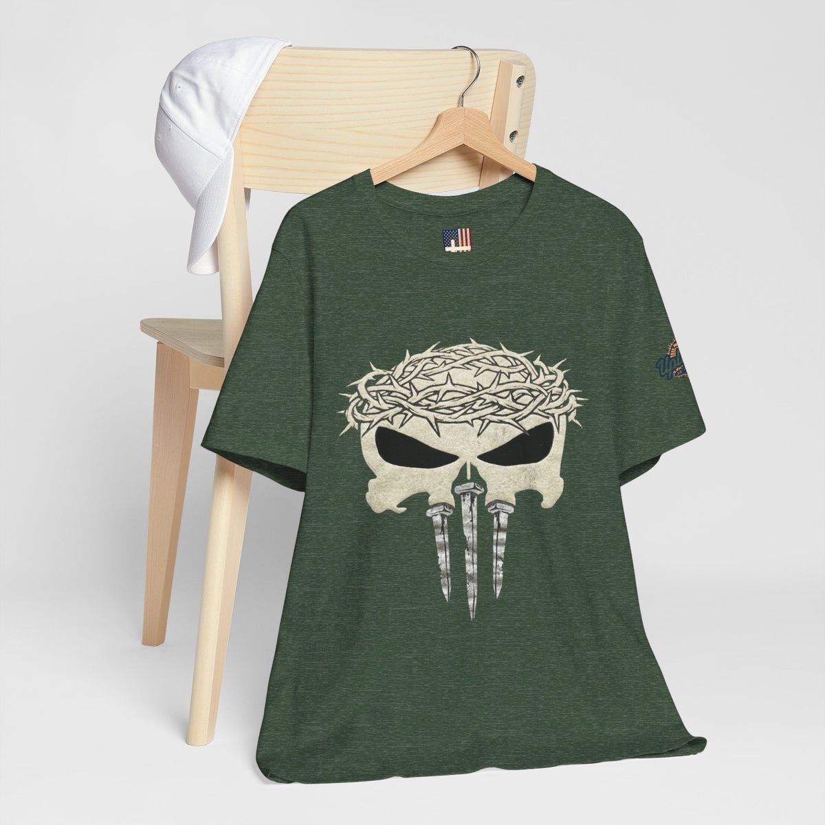 Christian Skull T-shirt - Crown of Thorns & Nails - Warrior Faith T-shirt Printify