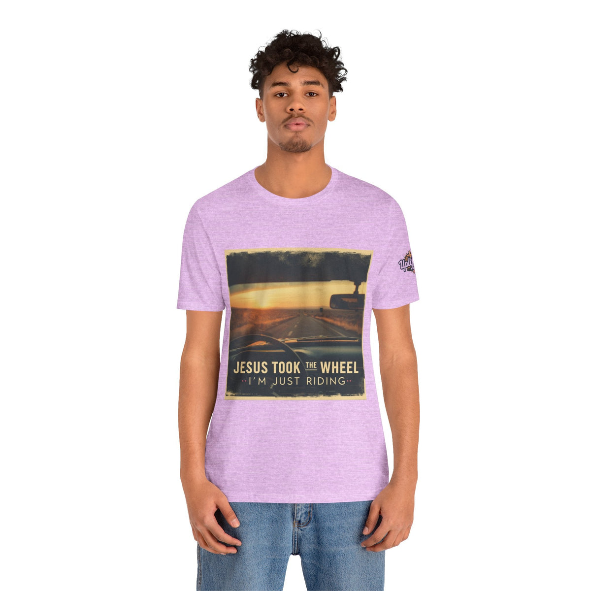 Jesus Took the Wheel I'm Just Riding T-shirt – Funny Christian Convertible Car T-shirt for Surrendered Faith & Humor Printify