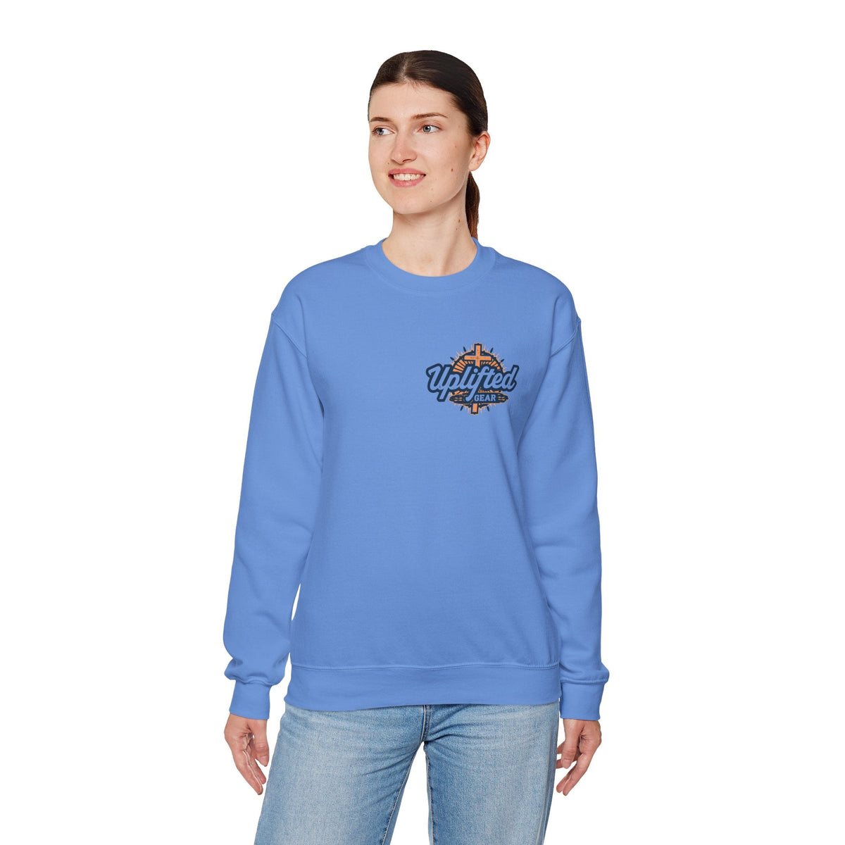 Walk by Faith, Not by Sight Sweatshirt – Moonlit Footprints Christian Sweatshirt for Cozy Nights Printify