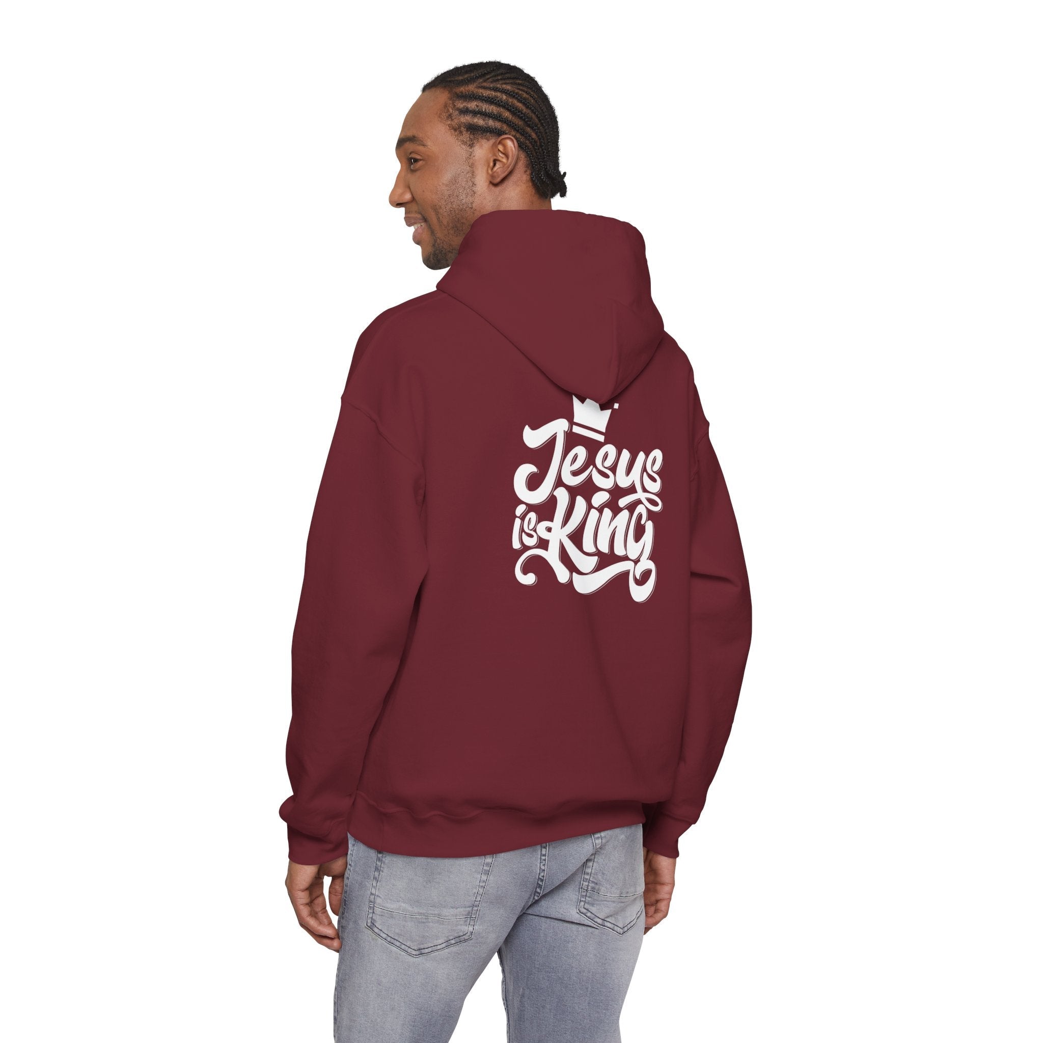 Jesus is King Hoodie – Bold Crown & Cross Christian Sweatshirt for Eternal Reign & Cozy Faith Printify
