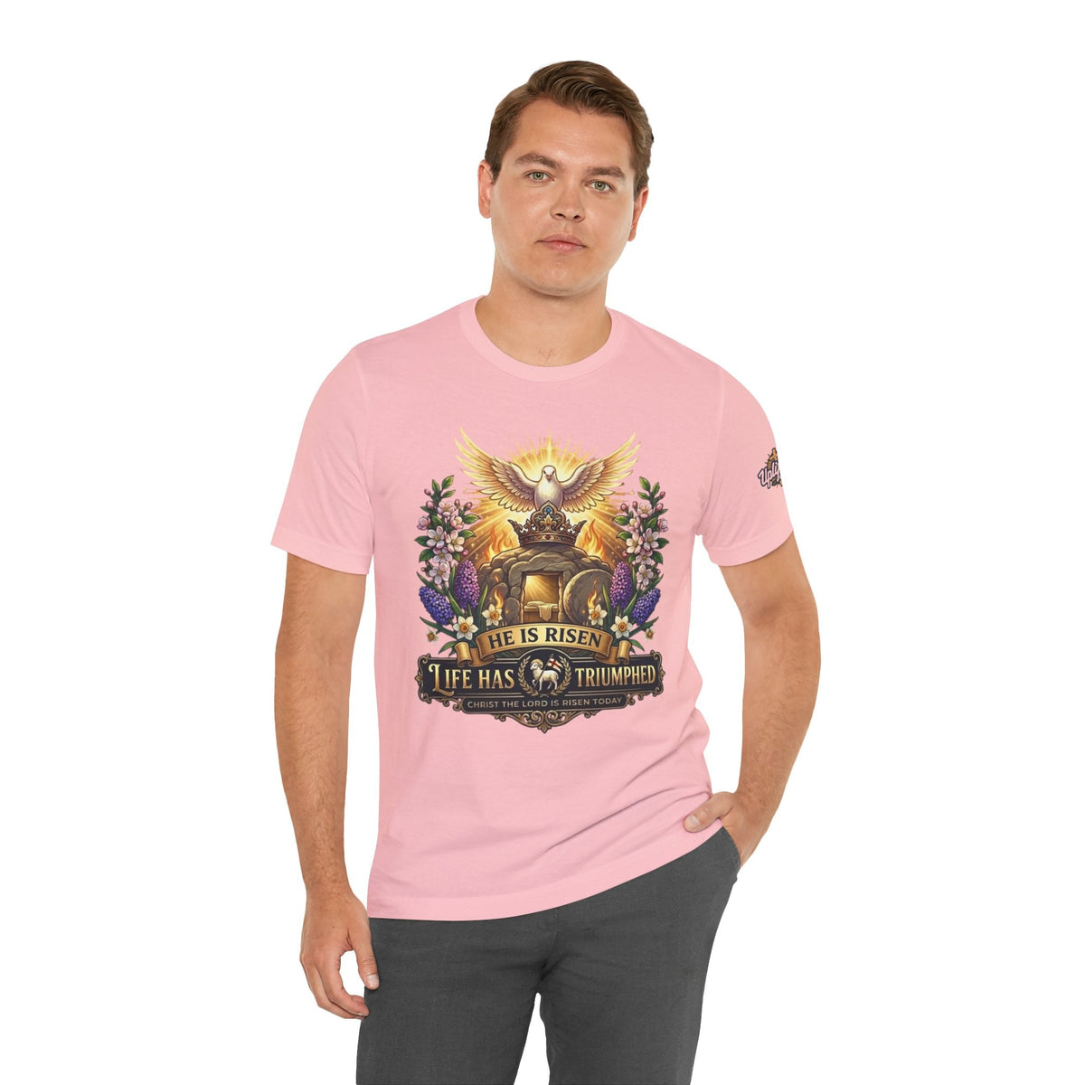 He Is Risen "Life Has Triumphed" T-Shirt — Easter Resurrection Christian Tee Printify