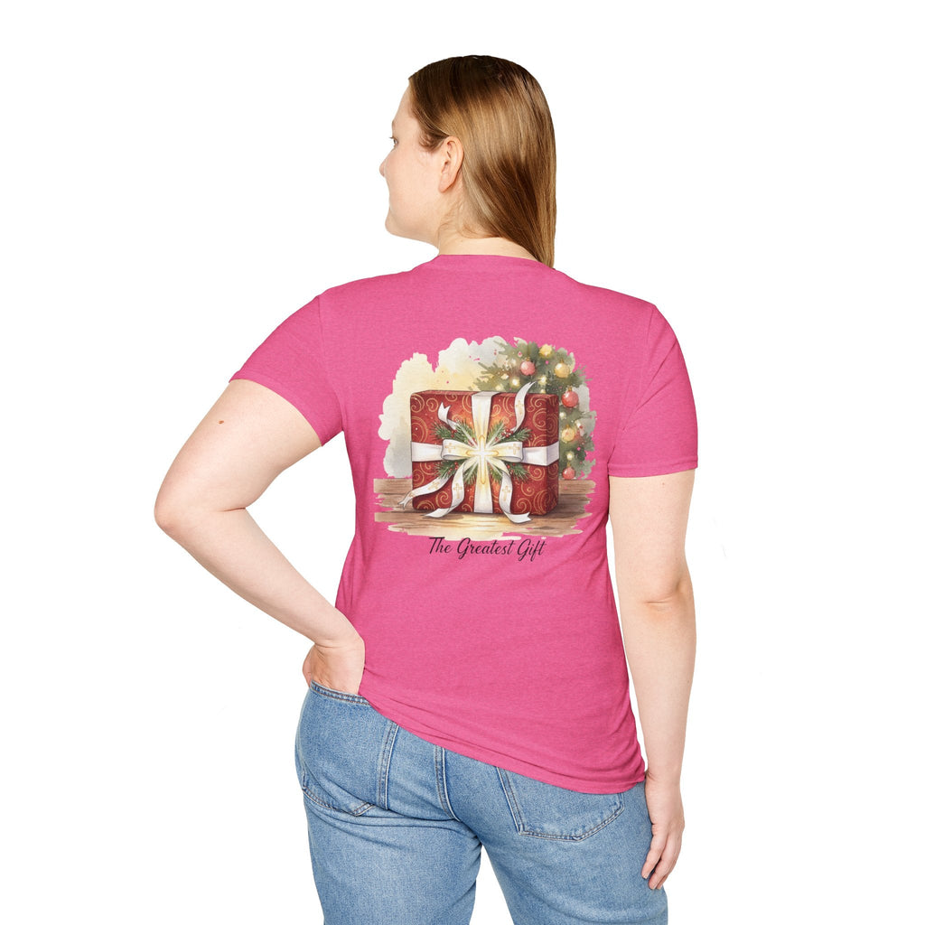 The Greatest Gift T-shirt – Cross Bow Present Christian T-shirt for Christmas Salvation & Eternal Faith Printify