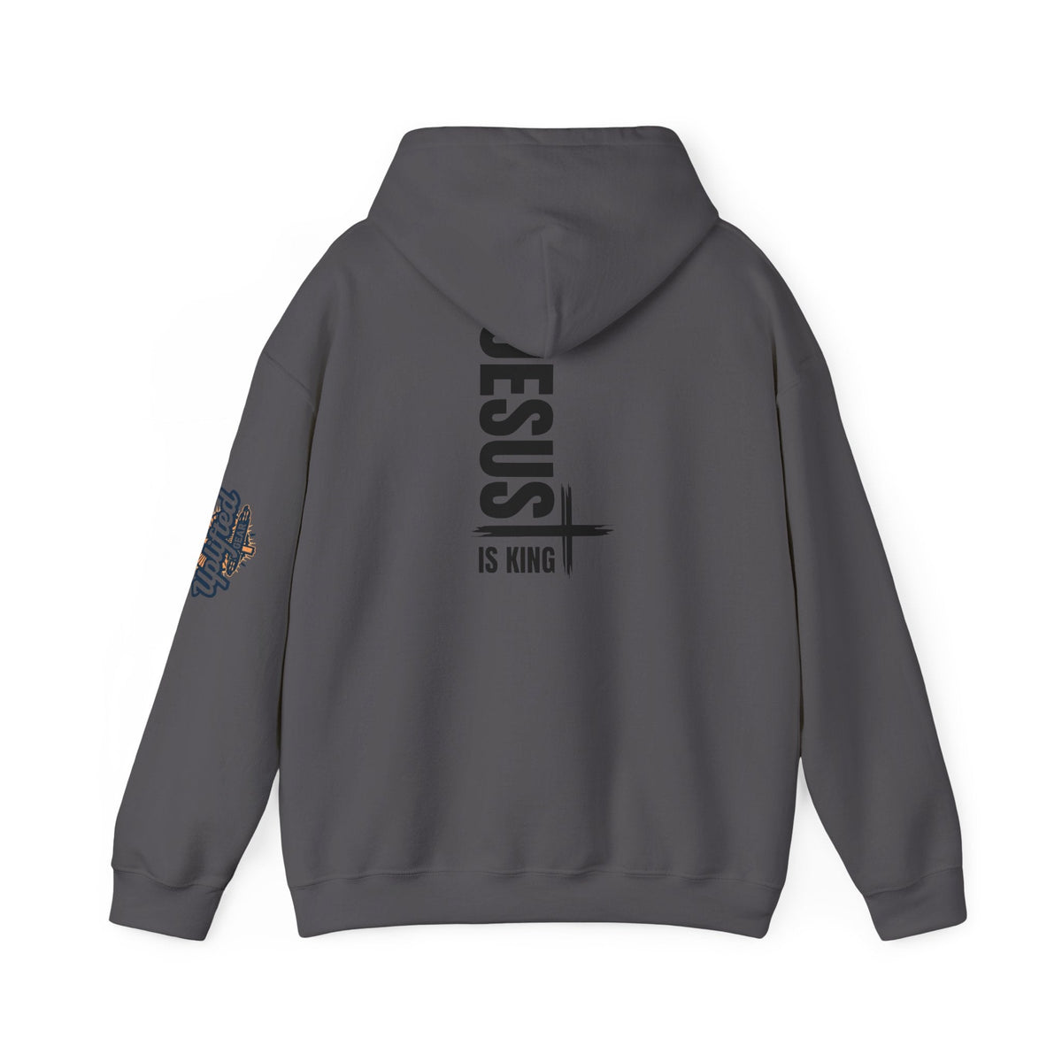 Jesus Is King Hoodie | Modern Typographic Cross Christian Hoodie Printify