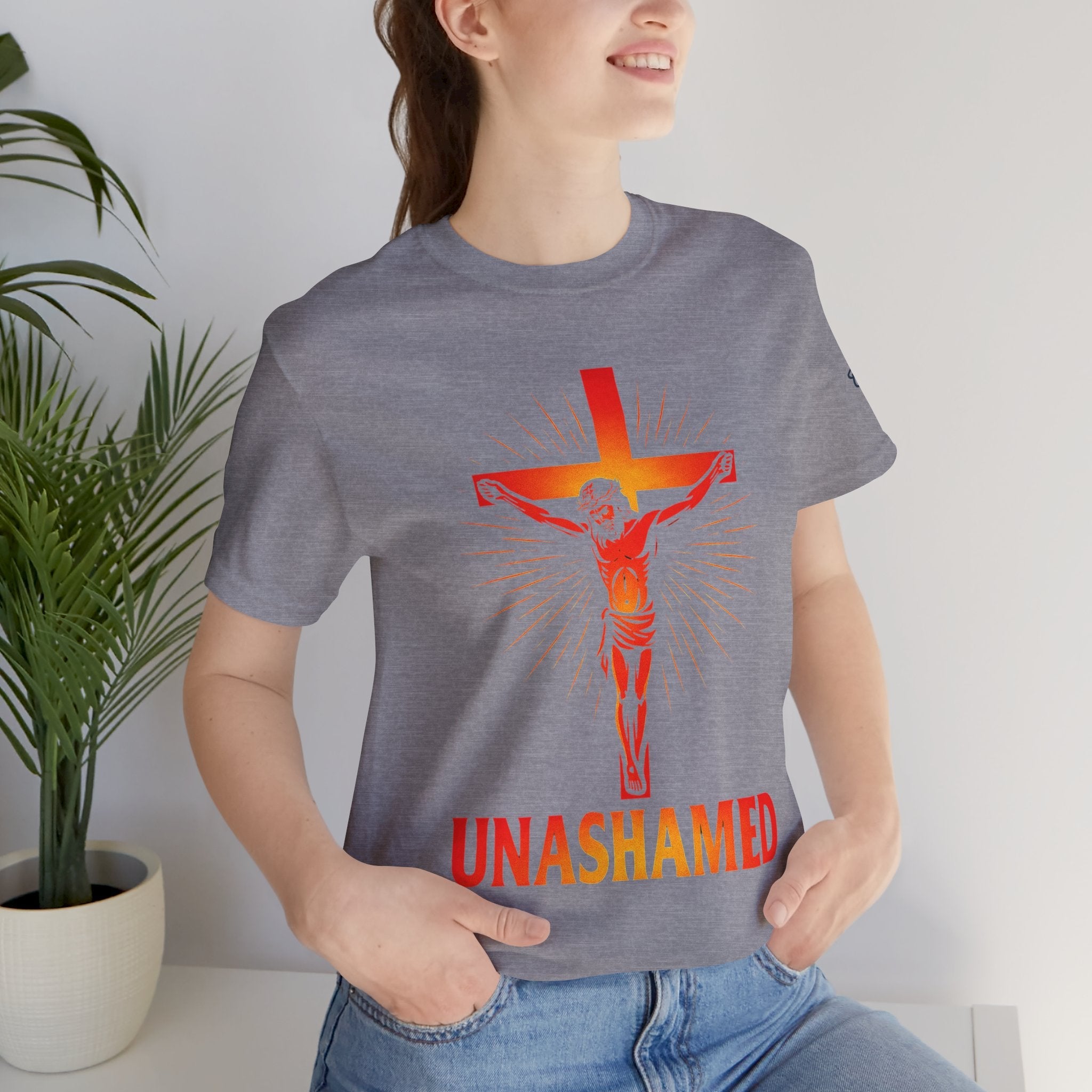 Unashamed T-shirt – Romans 1:16 Crucifixion Christian t-shirt for Bold Unwavering Faith Printify