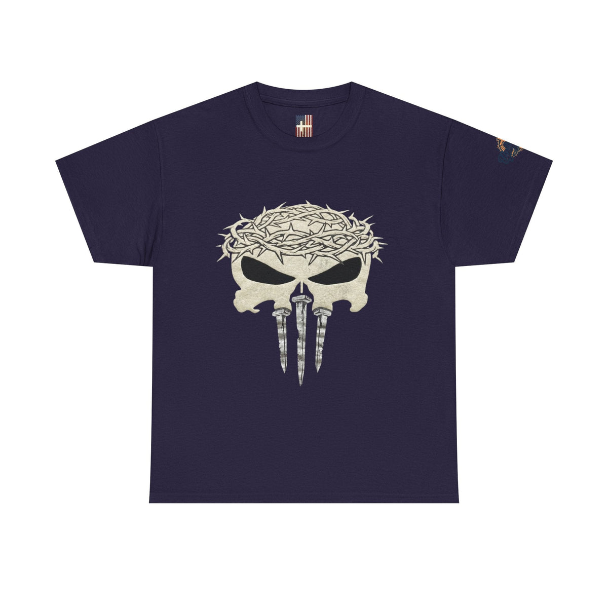 Christian Skull T-shirt - Crown of Thorns & Nails - Warrior Faith T-shirt Printify