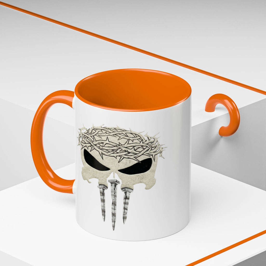 Christian Skull Coffee Mug — Crown of Thorns “Warrior Faith” (11/15 oz) Printify