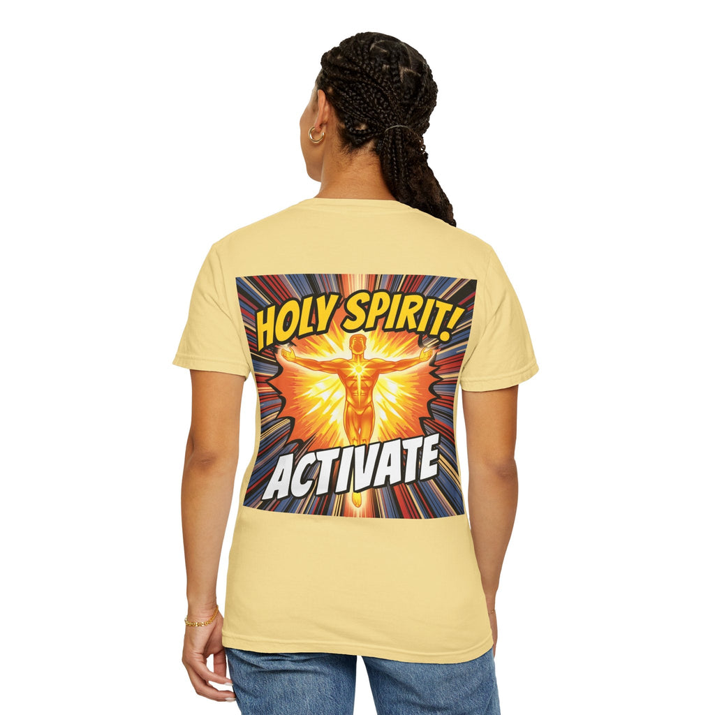 Holy Spirit Activate T-shirt – Superhero Christian T-shirt with Vibrant Power-Up Design for Faith-Fueled Boldness Printify