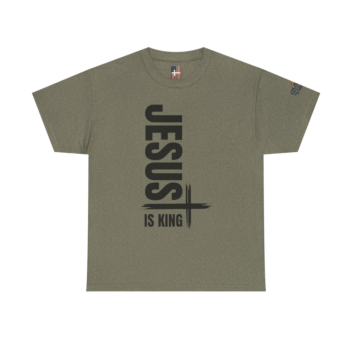 Jesus Is King T-shirt | Modern Typographic Cross Christian T-shirt Printify