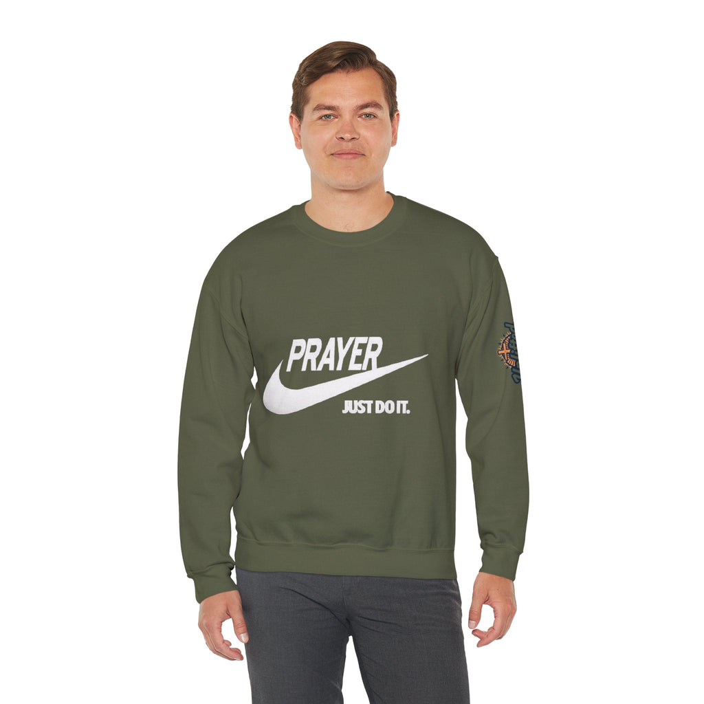 Prayer Just Do It Sweatshirt - Funny Christian Nike Parody Sweatshirt - Faith Gear Printify