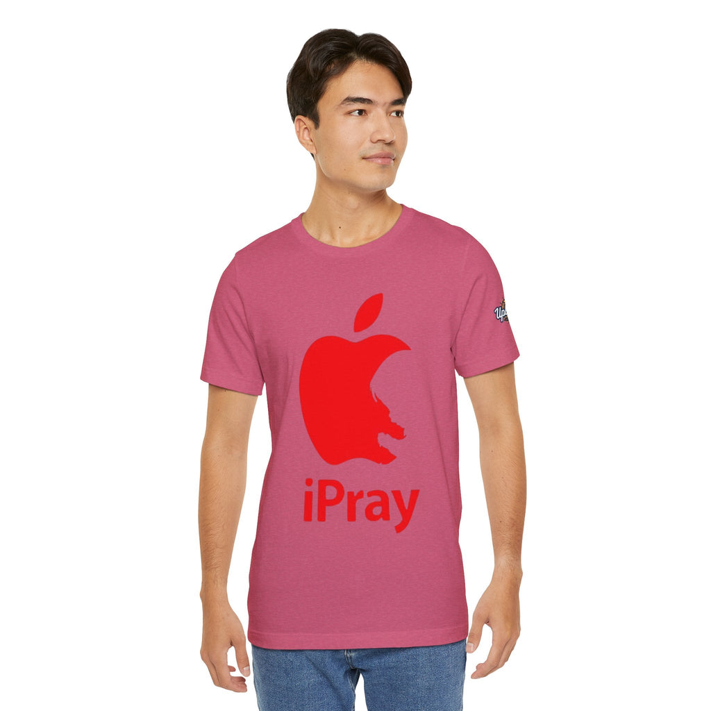 iPray Red Apple Christian T-Shirt — Faith Graphic Tee Printify