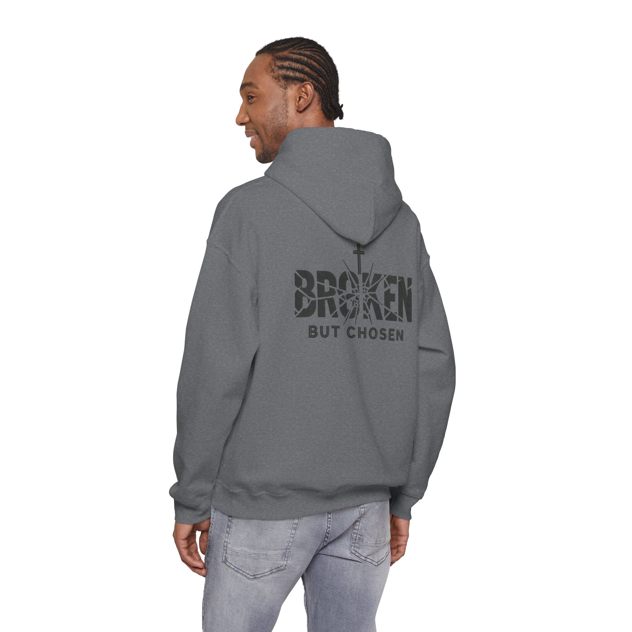 Broken But Chosen Hoodie — Christian Faith Graphic Sweatshirt Printify