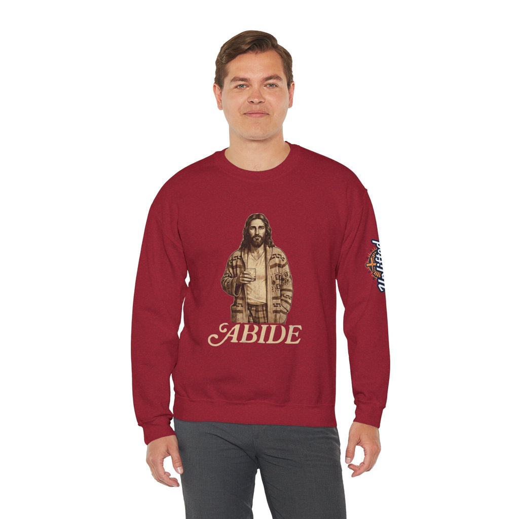 Abide Jesus Sweatshirt — Vintage 'The Dude' Religious Graphic Sweatshirt Printify