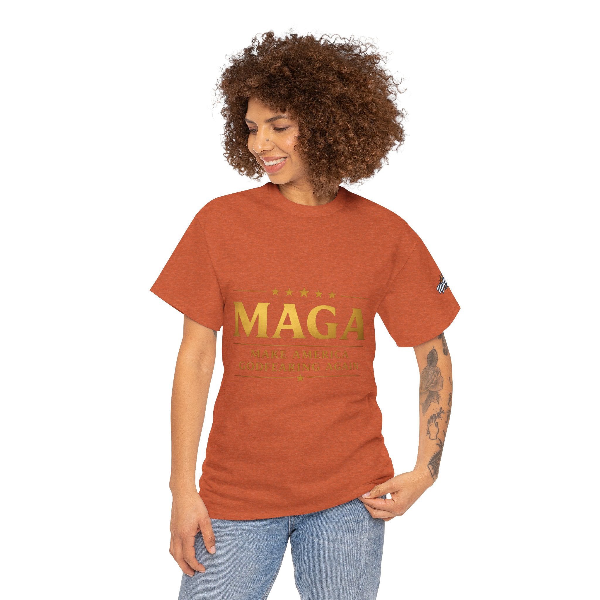 MAGA Gold Letter T-Shirt — "Make America Great Again" Printify